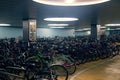 Underground bicycle parking in Basel Switzerland Royalty Free Stock Photo