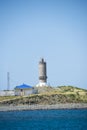 Big Utrish, Russia - june 17, 2019: Monument to the lighthouse on the island of Utrish, built in 1975 in tribute to all sailors of