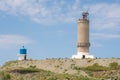 Big Utrish, Russia - May 17, 2016: Monument to the lighthouse and a chapel on the island of Utrish, built in 1975 in tribute to al