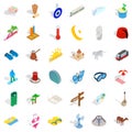 Big vacation icons set, isometric style Royalty Free Stock Photo