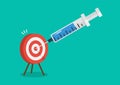 Big vaccine syringe injection to target dartboard Royalty Free Stock Photo