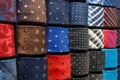 Big variety of different color neckties in a men clothing store Royalty Free Stock Photo