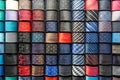 Big variety of different color neckties in a men clothing store Royalty Free Stock Photo