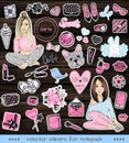 Big Vector kit of fashion patches. Set with glamour elements. Cu Royalty Free Stock Photo