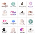Big vector logo set for beauty salon, hair salon, cosmetic