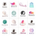 Big vector logo set for beauty salon, hair salon, cosmetic Royalty Free Stock Photo