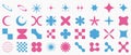 Big vector se tof geometric y2k design elements.Abstract star, sparcle, flower collection.Simple basic geometric form in swiss,