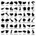 Big vector set of all Europe states, countries on white background. High detailed editable illustration of Europe maps.