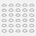 Big vector set black cloud shapes, icons