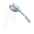 Running streams, falling drops, flowing water from metallic shower head. Royalty Free Stock Photo