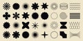 Big vector set of brutalist geometric shapes. Trendy abstract minimalist figures, stars, flowes, circles. Modern abstract graphic