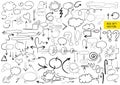 Big vector set of comic elements, hand drawn, arrows, doodle Royalty Free Stock Photo