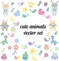 Big vector set, cute animals Royalty Free Stock Photo