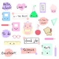 Big vector set of cute kawaii school supplies