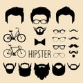 Big vector set of dress up constructor with different men hipster haircuts, glasses, beard etc. Male faces icon creator.