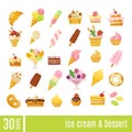 Ice Cream and Dessert infographic icons set. Ice cream and sweets  vector icons. Summer food icons. Royalty Free Stock Photo