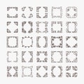 Big vector set of isolated icon frames. Ornate square frames. Hand drawn vintage borders. Various styles and design elements. Royalty Free Stock Photo