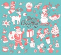 Big vector set of New Year and Christmas objects symbols