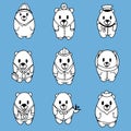 Big vector set of nine cartoon bears