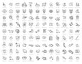 Veterinarian icons set. Outline set of veterinarian vector icons Royalty Free Stock Photo