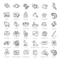 Big vector set, Outline web icon set - pet, vet, pet shop, types of pets Royalty Free Stock Photo