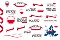 Big vector set of Polish ribbons, symbols, icons and flags isolated on a white background. Made in Poland, premium quality, Polish Royalty Free Stock Photo