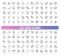 Big vegetables set. Basic vegetables thin line icons