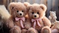 Big very soft teddy bears, brown, white background , Generate AI