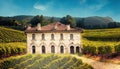 big vineyard with big white house suitable as background Royalty Free Stock Photo