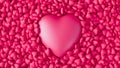 Big violet heart pops from the pool with many violet polygonal hearts. Valentines day. 3d render illustration