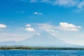 Big volcano rise over the island and sea