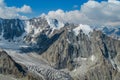 Korona mountain landscape in Tian Shan, glacier and rocky summits in Ala Archa