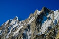 High mountain wall of Tian Shan, snow and glacier ice of Korona peak in Ala Archa