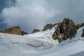 High mountain wall of Tian Shan Korona peak in Ala Archa Royalty Free Stock Photo