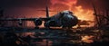 big war plane military post apocalypse landscape war game wallpaper photo art illustration rust