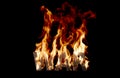 Big WAR Word on Fire with High Flames on Black Royalty Free Stock Photo