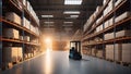 Big warehouse with forklift. Extremely detailed and realistic high resolution concept design illustration