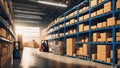 Big warehouse with forklift. Extremely detailed and realistic high resolution concept design illustration