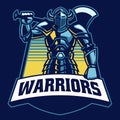 Big Warrior Knight Sport Mascot logo style Royalty Free Stock Photo