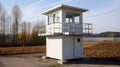 Big watchtower on border. Security of prison, military base Royalty Free Stock Photo