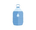 Big water bottle. Healthy agua bottle logo design. Bottle of clear transparent water in a blue.