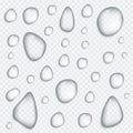 Big Water drops set isolated on transparent background. Rain condensation template. Liquid droplets. Light clean dew Royalty Free Stock Photo