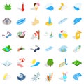 Big water icons set, isometric style