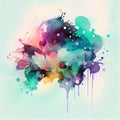 Big watercolor multicolor spot , isolated white background