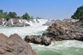 Big waterfall and Water rapid, Mekong river Loas. Royalty Free Stock Photo