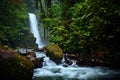 Big waterfall in tropical forest. La Paz Waterfall garden, beautiful tourist place in Costa Rica Royalty Free Stock Photo