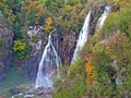 Big waterfall Veliki slap or Slap Plitvica, Plitvice Lakes National Park or nacionalni park Plitvicka jezera, UNESCO Royalty Free Stock Photo