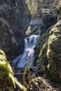 Big waterfall in Velky Sokol gorge, Slovak Paradise national park Royalty Free Stock Photo