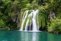 Big waterfall view in the national Park of Plitvice in Croatia