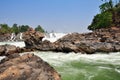 Big waterfall and Water rapid, Mekong river Loas. Royalty Free Stock Photo